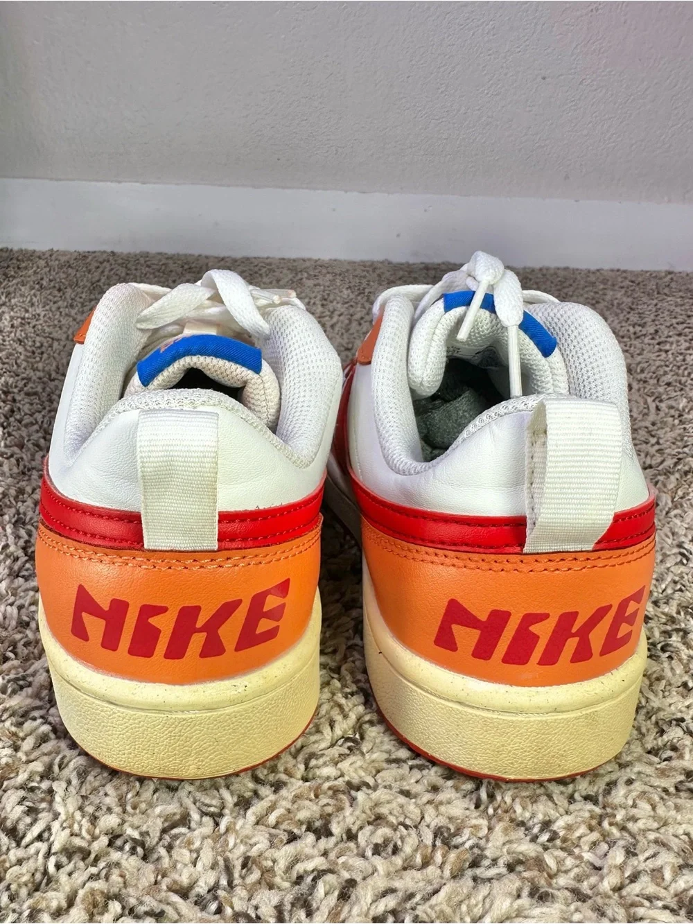 Nike Court Borough Low 2 Youth Size 5.5/7W Shoes‎ BQ5448-119 Sail Hot Curry/Red